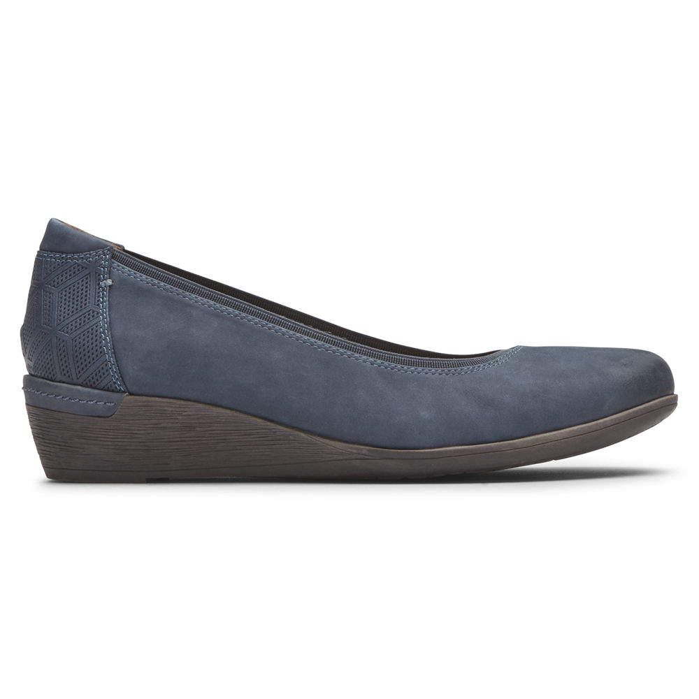 Rockport Womens Pumps Blue - Cobb Hill Devyn Wedge - UK 302-WEOQMY